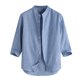 thumbnail image 1 of Camisas De Vestir Para Hombre Azul de algodón rayado 7 puntos camisa casual camisa de verano camisa de hombres Top Men's blusa (Blue, XXL), 1 of 6