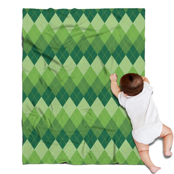 Green Argyle Pattern Blanket,Comfortable Soft Flannel Throw Blanket,All Season,Warm Lightweight Blankets for Sofa Bed Couch Living Room Chair,30"x40"
