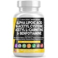 thumbnail image 1 of Alpha Lipoic Acid 600mg N-Acetyl Cysteine 600mg Acetyl L-Carnitine 500mg Benfotiamine 300mg - Nerve Support Supplement for Women and Men with Vitamin B1, B6 & B12 - Made in USA 90 Caps, 1 of 5