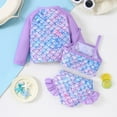 thumbnail image 6 of Girl's Swimsuits Two Piece Floral Scale Print Bikini Top With Shorts Cover Up Bathing Suit, 6 of 9