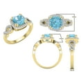 thumbnail image 3 of Dazzlingrock Collection 7mm Cushion Blue Topaz & Round White Diamond Halo Split Shank Engagement Ring for Women (0.25 ctw, Color I-J, Clarity I2-I3) in 10K Yellow Gold, Size 4, 3 of 5