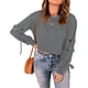 thumbnail image 1 of Jersey de mujer Camisa corta con cordones Manga larga Cuello redondo Hombro caído Túnica suelta de otoño para otoño Primavera Gris S, 1 of 5