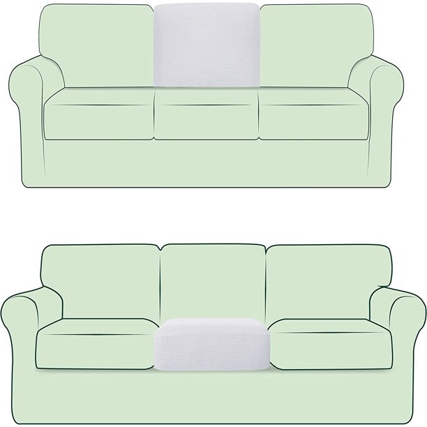 CHUN YI 1 Piece Stretch Couch Sofa Backrest Cushion Slipcover Checks Spandex Jacquard Fabric (Rectangle, White)