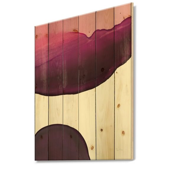 Designart 'Paint of Magenta Stone' Shabby Chic Print on Natural Pine Wood