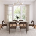 thumbnail image 2 of 72" Modern Solid Wood Dining Table Set, Seashell Wirebrush, + 6 Chairs Walnut, 2 of 6