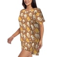 thumbnail image 2 of Lsque Cartoon Bulldog Women's Short-Sleeved Pajama Set - 2 Piece Soft and Lightweight Sleepwear Set-Small, 2 of 9