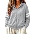 thumbnail image 3 of Kttectoa Jackets for Women Zip up Varsity Striped Hoodies Casual Long Sleeve Coat with Pockets Oversized Fall Winter Outfit, 3 of 5