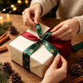 thumbnail image 4 of Christmas Satin Ribbon Rolls,75.46Ft Gold Foil Snowflake Printed Holiday Ribbon, Merry Christmas Fabric Ribbon for Gift Wrapping, Xmas Tree Wreath Garland Bow Making Home Seasonal Party Decor, 4 of 4