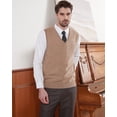 thumbnail image 3 of Kallspin Men's Vest Sweater Wool Blend Lightweight V Neck Sleeveless Pullover(Coffee,3X-Large), 3 of 10