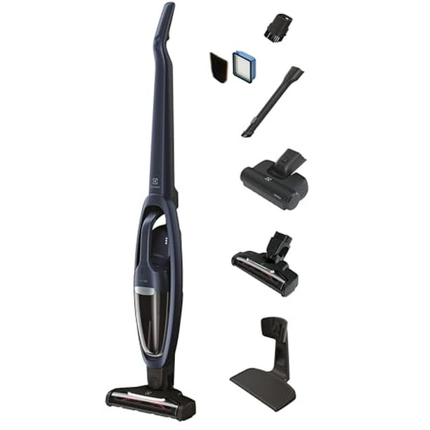 Aspiradora inalámbrica 2 en 1 Electrolux WellQ7 Pet con boquilla motorizada PetPro+ para eliminar fácilmente el pelo de las mascotas, 50 minutos de autonomía, 2 modos de potencia, azul índigo
