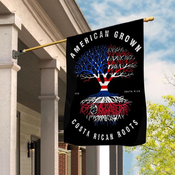 American Grown Costa Rican Roots Costa Rica Flag Souvenir friendship Proud House Flag, Double-Sided Decorative Outdoor Flag, Patriotic Polyester Yard Flag 29.5 x 39.5 in