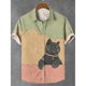thumbnail image 2 of Camisa de verano para hombre, con estampado gráfico de animales, camisetas de gato, ropa informal de manga corta, ropa de calle de moda para hombre, blusa divertida de gran tamaño, 2 of 5