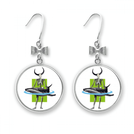 bull-headed cape whale show bow earrings drop stud pierced hook