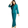 thumbnail image 1 of Womens Silk Satin Pajamas Set Sleepwear Loungewear,Green Striped, 1 of 5