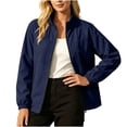 thumbnail image 3 of Zynoxe Women's Solid Color Windbreaker Jackets Lightweight Waterproof Rain Jackets for Women Classic Stand Collar Full Zip Outdoor Jacket Elastic Cuffs Long Sleeve Rain Coat with Zipper Pockets L, 3 of 9