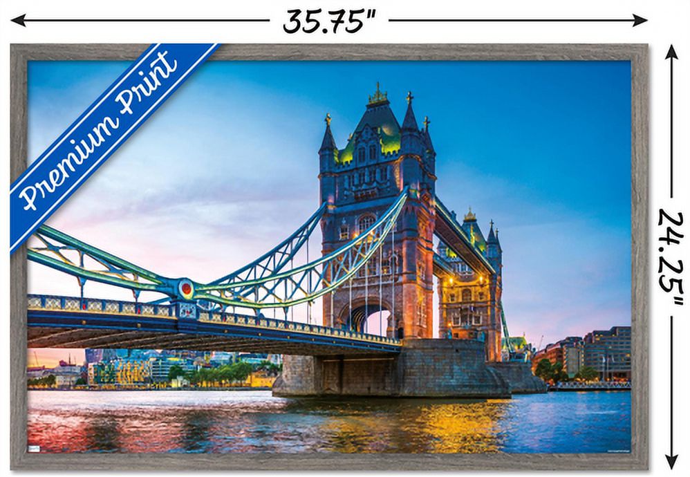Timeless Visions - Tower Bridge Wall Poster, 22.375" x 34", Framed