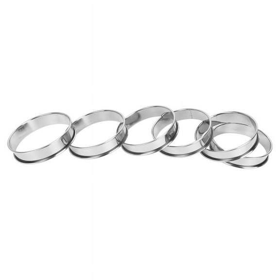 6 PCS Cooking Round Cake Ring Mold, Stainless Steel Muffin Tart Rings, Metal Molds Double Rolled Crumpet Circular Pastry