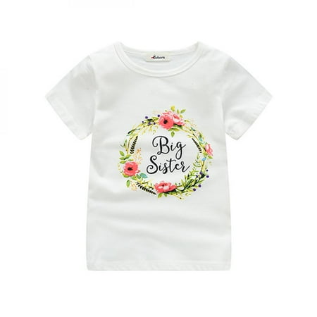 

Summer KIds Girls Tops Summer Cute Letter Print Short T-Shirt Suit for 2-7 Years