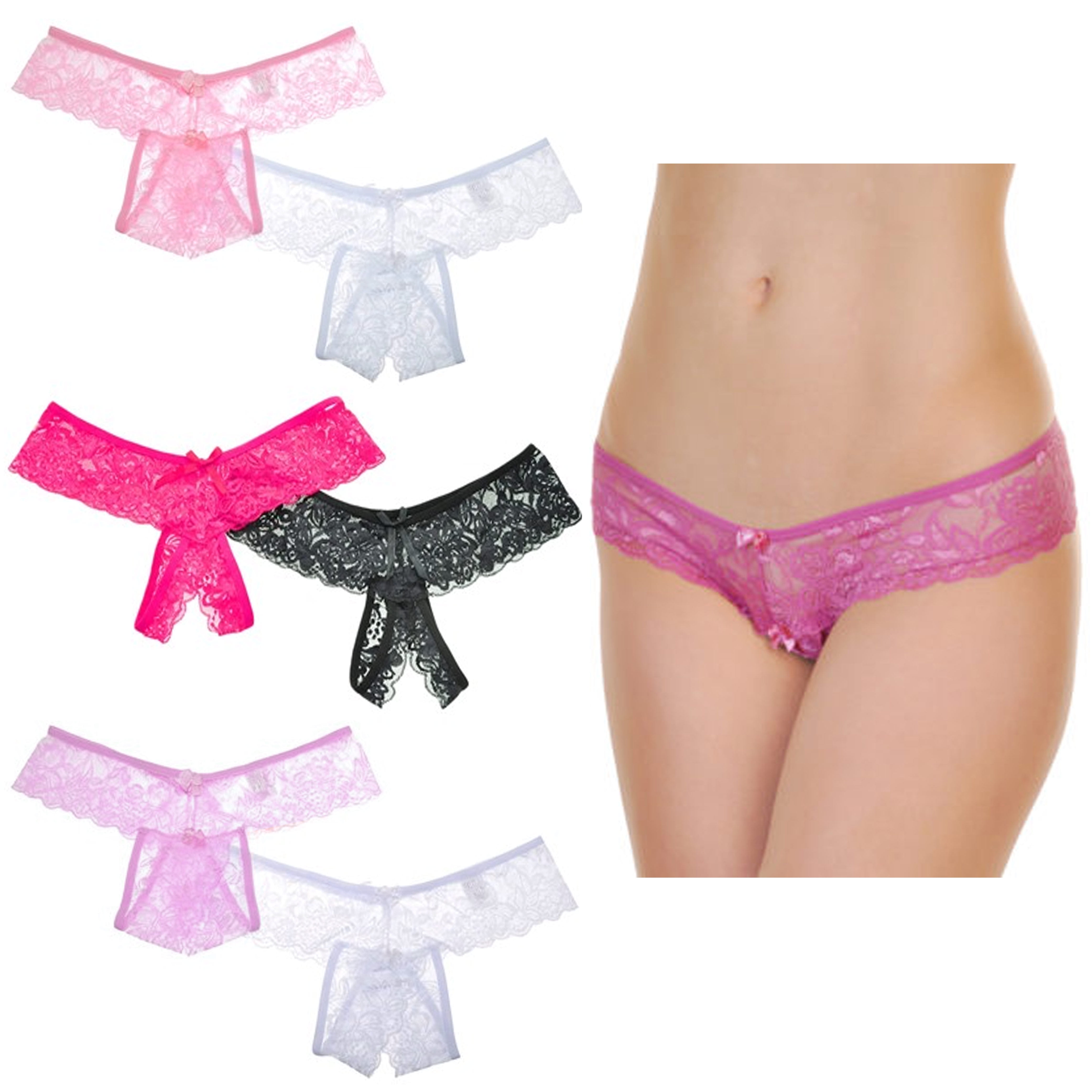 Women Crotchless Thongs Underwear Lace Panties Briefs Lingerie G-string Knickers 