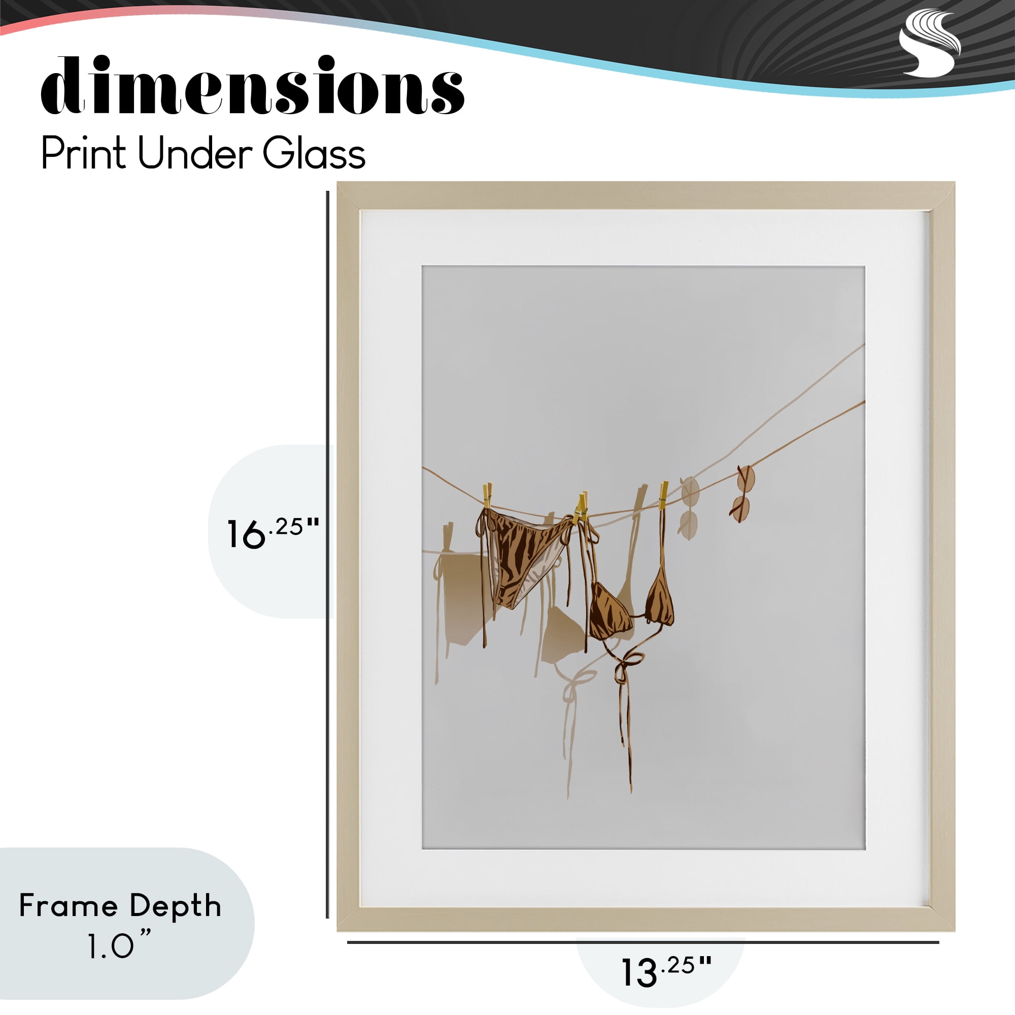 Stupell Industries Sunlit Bikini on Clothesline Birch Framed Print Under Glass, design by Ziwei Li