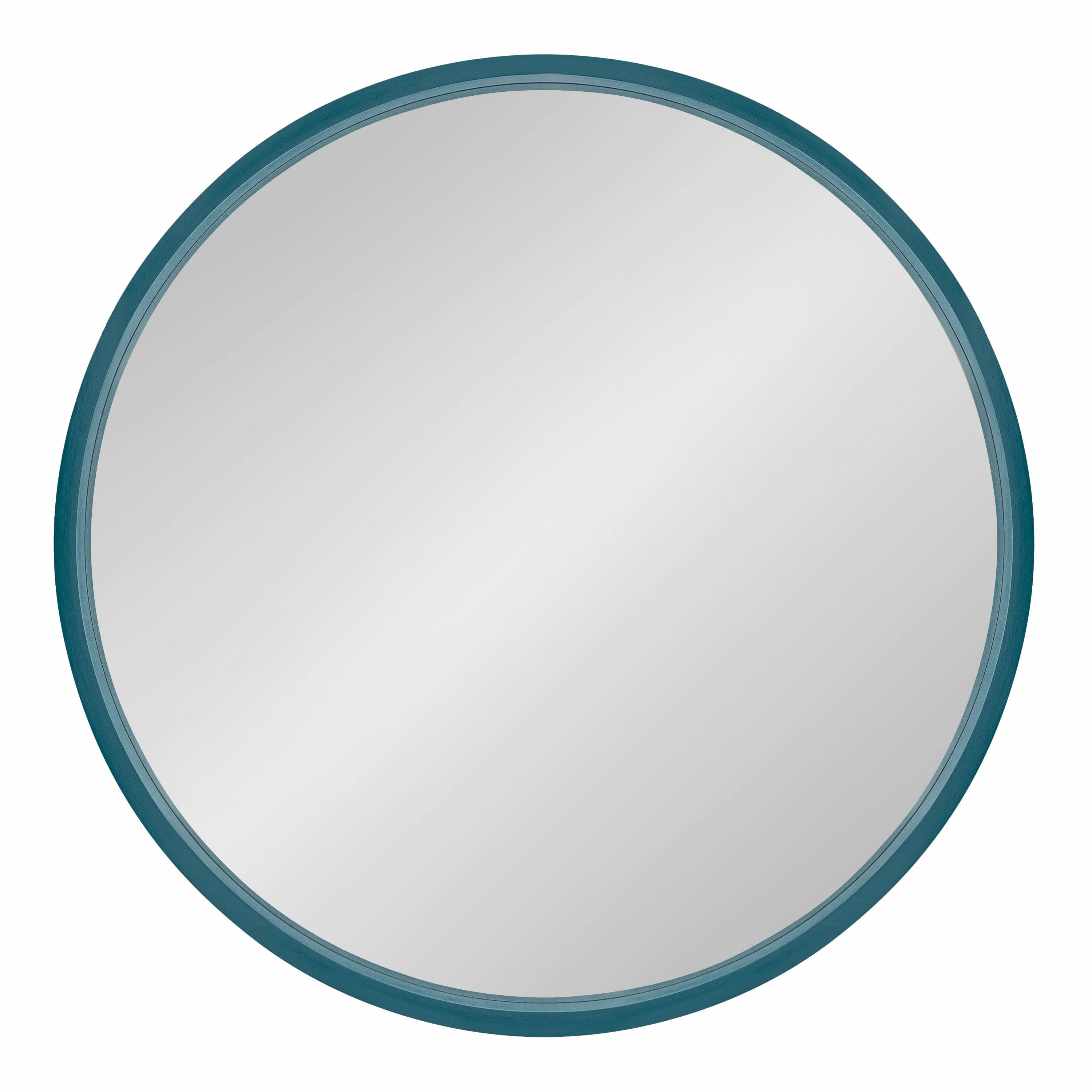 Kate and Laurel Travis Mid-Century Round Wall Mirror, 25.6 inch Diameter, Teal, Modern Accent Mirror