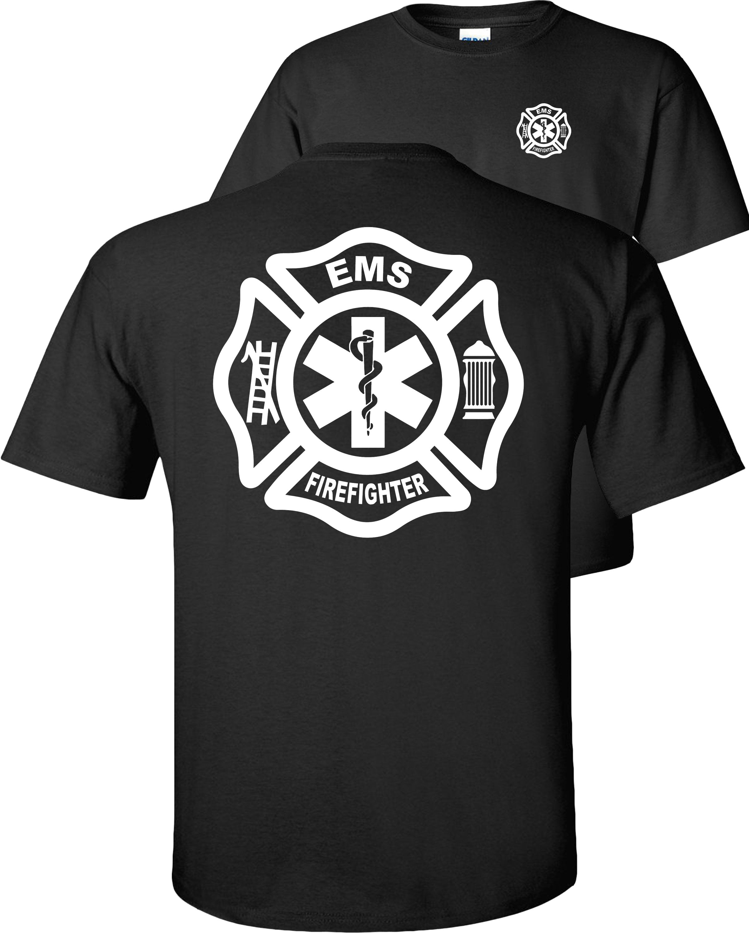 Fair Game Firefighter EMS T-Shirt Fire/EMS Graphic Tee-Black-M ...