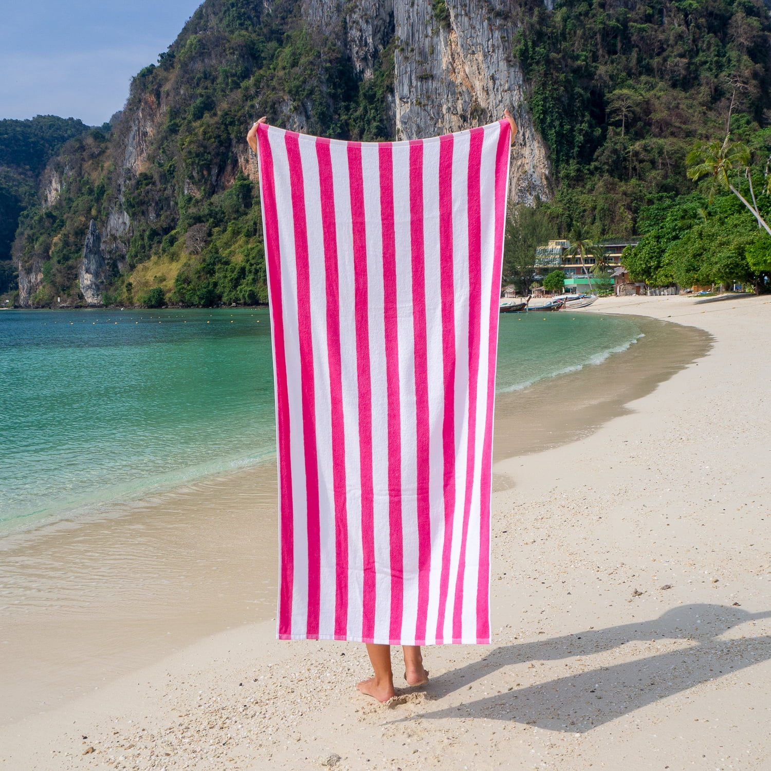 Arkwright Cali Cabana Beach Towels - 100% Ring Spun Cotton Pool Towel - 30 x 60 in. - (4 Pack) Pink