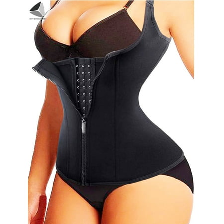 

Sixtyshades Women s Waist Trainer Corset Zipper Vest Tummy Control Waist Cincher Weight Loss Body Shaper Tank Shapewear (L Black)