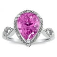 thumbnail image 2 of Star K � Vintage Look Halo Large 11x8 Pear Shape Created Pink Sapphire Ring, 2 of 9