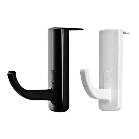 

2pcs Headphone Holder Hooks Self-adhesive Headset Rack Hanger for Internet Cafe Home (Black+White)