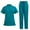 01-Green, variant on Ecqkame Scrub for Women Set Solid V-Neck Short Sleeve Tops and Long Pant Nurse'S Workwear Suit with Pocket 02-Black S on Clearance