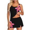 thumbnail image 2 of qucoqpe Tankini Swimsuits for Women Fashion Floral Print Modest 3 Piece Bathing Suits Beach Holiday Swimwear with Skirt & Swim Briefs, 2 of 6