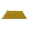 thumbnail image 2 of Ahgly Company Machine Washable Indoor Round Medallion Yellow Traditional Area Rugs, 8' Round, 2 of 4