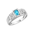 thumbnail image 3 of RYLOS Men's Rings Sterling Silver Classic 6X4MM Oval Gemstone & Diamond Ring Blue Topaz December Birthstone Rings For Men, Silver Rings, Size 8, 3 of 7