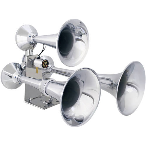 Grand General 69991 Chrome Heavy Duty Train Horn with Triple Brass Trumpet for Superior Sound
