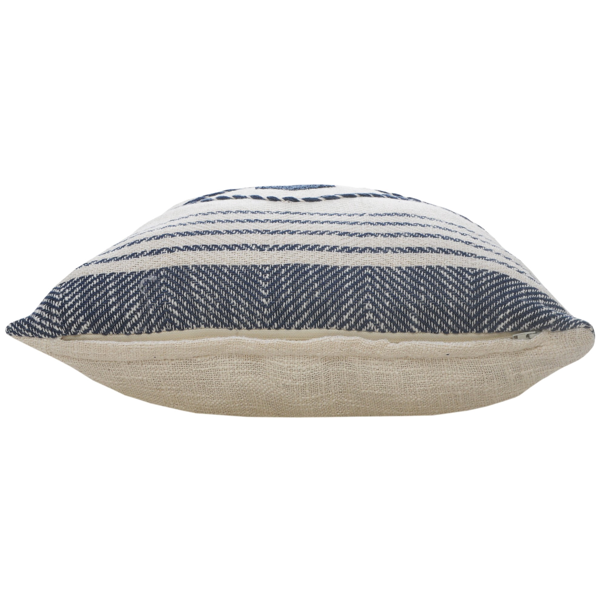 Laddha Home Designs Handwoven Diamond Cotton Throw Pillow Cover - 20" - White and Blue