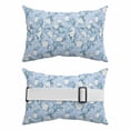 thumbnail image 6 of Blue Flowers Outdoor Pillows for Chaise Lounge Chair Waterproof Lumbar Pillows with Insert&Adjustable Strap Beach Headrest Pillow Farmhouse Botanical White Floral Leaves Pillow for Patio Pool 11"x16", 6 of 9