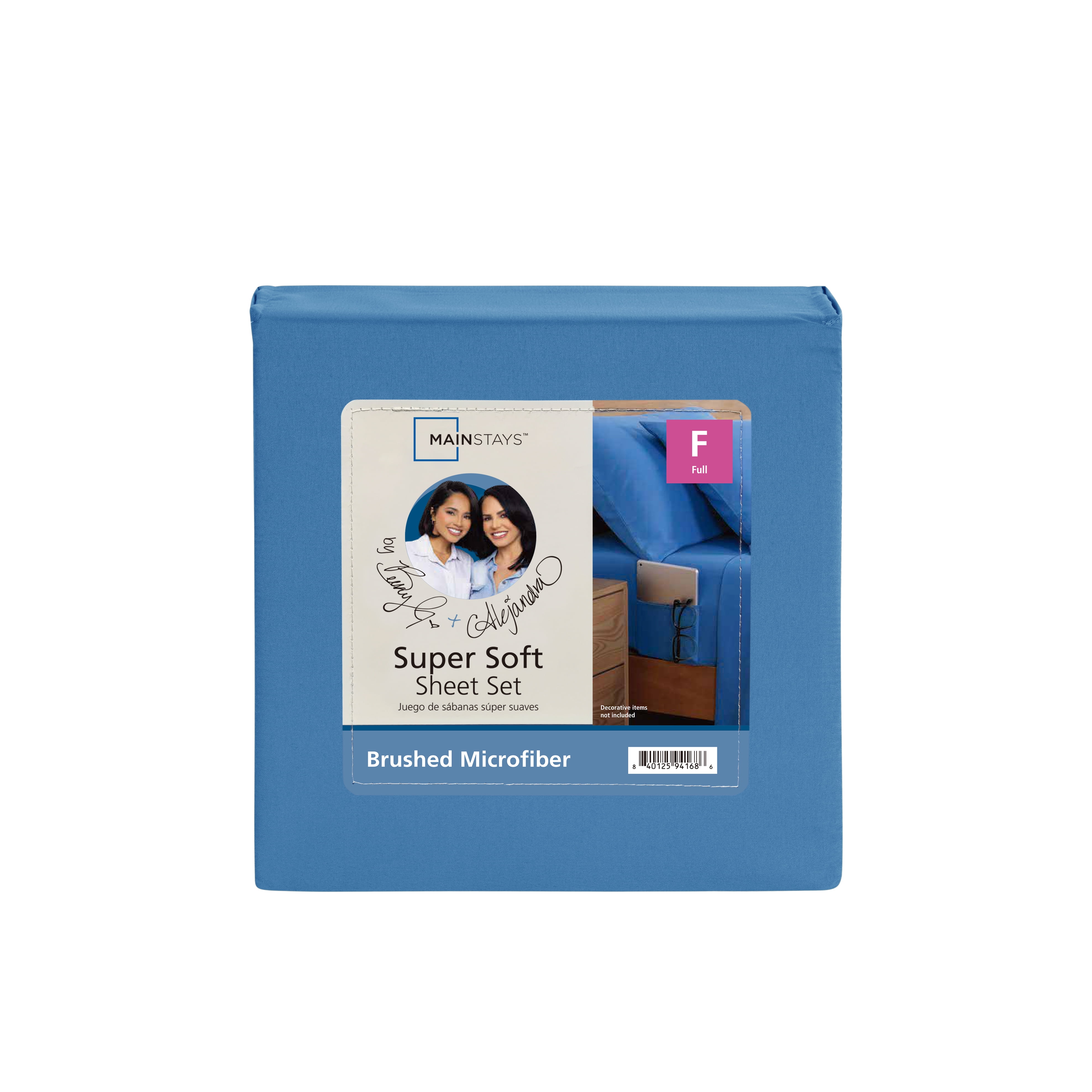 Mainstays by Becky G. & Alejandra 4-Piece Blue Eyes Super Soft Brushed Microfiber Bed Sheet Set, Full