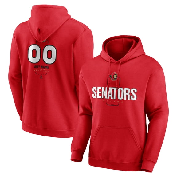 Men's Red Ottawa Senators Personalized Name & Number Midfielder Pullover Hoodie