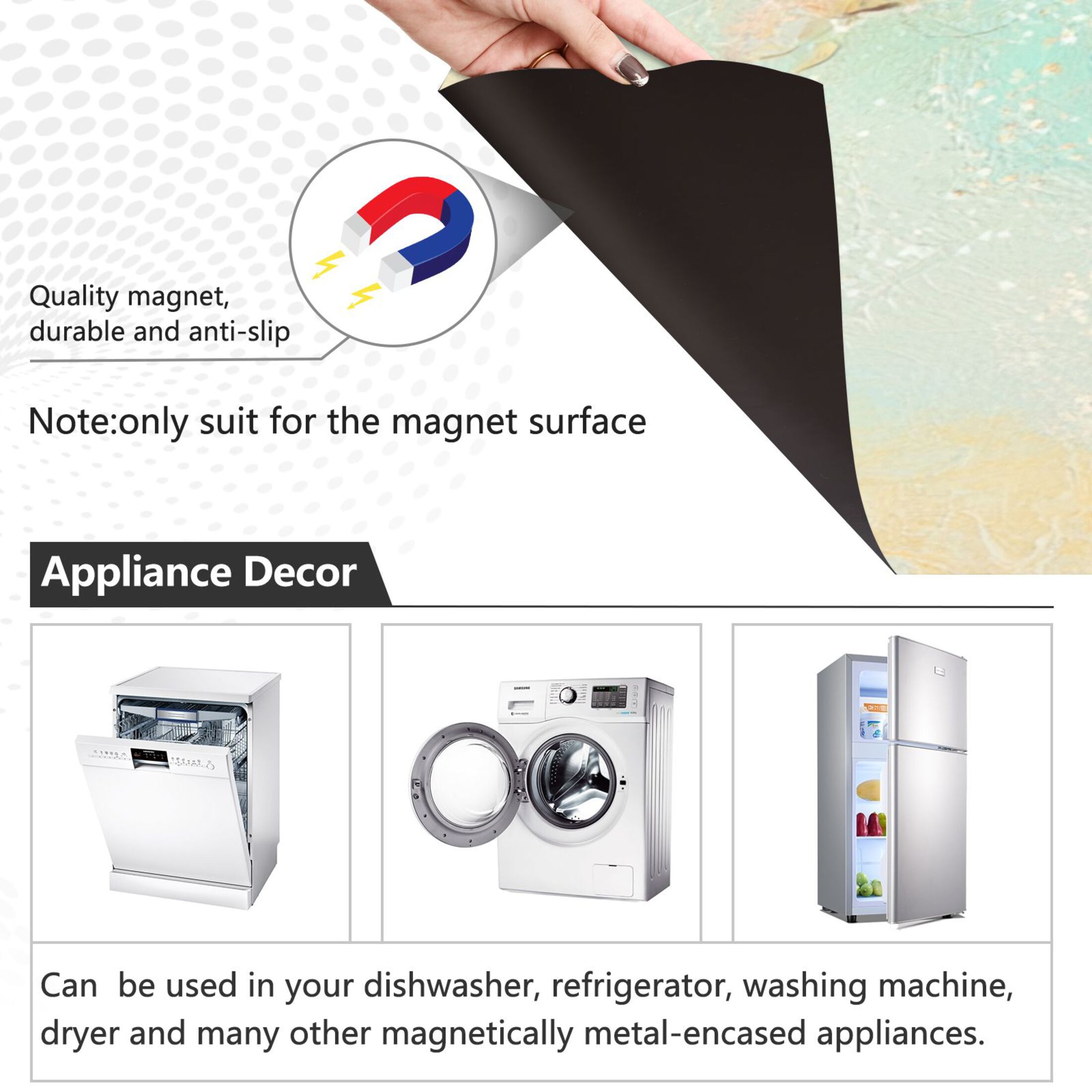 Dishwasher Magnetic Sticker 23x26 Inch Refrigerator Magnetic Sticker Washing Machine Magnetic Sticker Kitchen Panel Magnetic Sticker Home Decor Light Green Flower Butterfly