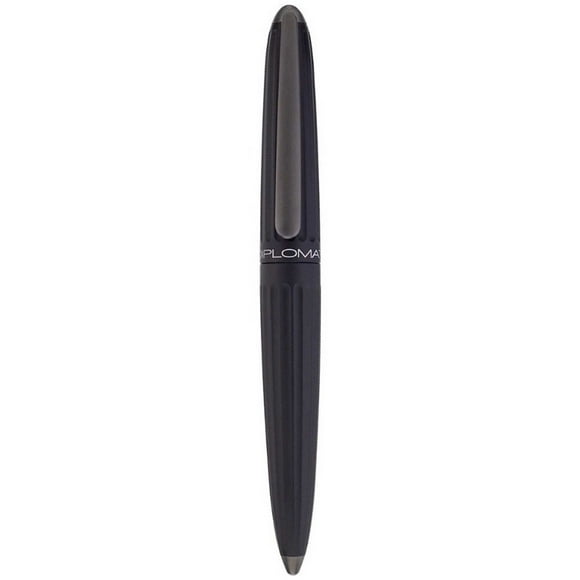 Diplomat D40301028 Aero Black Glossy Aluminum Fountain Pen, Broad