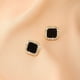 thumbnail image 3 of Pendientes de circonita cúbica, pendientes cuadrados de oro blanco con forma de lágrima redonda, hipoalergénicos para mujer, 3 of 5