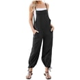 thumbnail image 1 of Timegard Rompers for Women Adjustable Spaghetti Strap Cinch Bottom Baggy Overalls Casual Jumpsuit with Pockets, 1 of 4