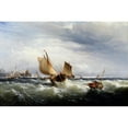 thumbnail image 2 of Edward Moran 14x11 Gold Ornate Wood Frame and Double Matted Museum Art Print Titled - Fishing Boats Beating Up to Windward (ca. 1858), 2 of 4