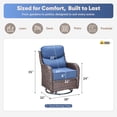 thumbnail image 2 of Giantfurnni Luxury Outdoor Swivel Rocker Patio Chair with 6-Inch Thick Cushion, High Back Wicker Patio Rocking Glider, Ideal for Porch, Deck, Yard, Brown Wicker Blue Cushions, 2 of 11