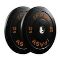 thumbnail image 2 of IVV 1 Pair Bumper Plates, Olympic Weight Plate 15lbs Bumper Weight Plate with Steel Insert, Strength Training Rubber Bumper Plates Weight Lifting Plate, 2 of 5
