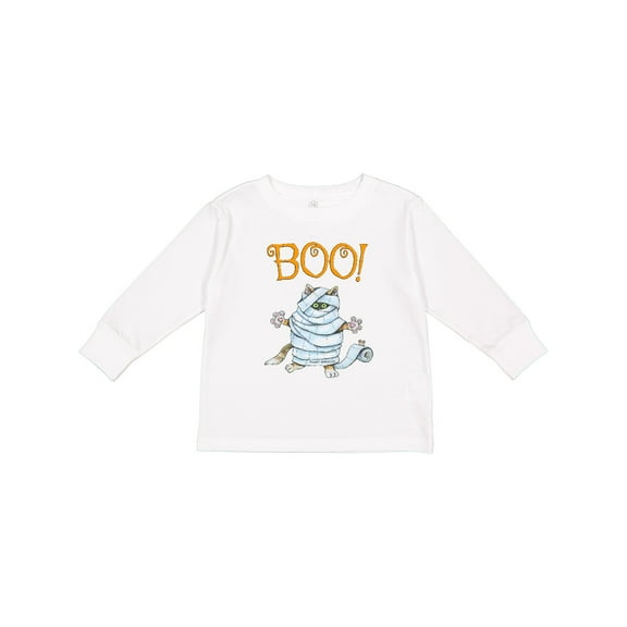 Inktastic Boo with Mummy Cat Boys or Girls Long Sleeve Toddler T-Shirt