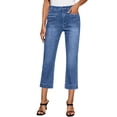 thumbnail image 2 of ClodeEU Women's Straight Leg Capri Jeans with Pockets,Casual Denim Cropped Pants Blue,Womens Plus L, 2 of 8