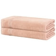 thumbnail image 1 of Toallas de baño suaves REGALWOVEN, juego de 2 toallas de baño ultra absorbentes con rayas, color rosa, 28" x 56", 1 of 7