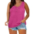 thumbnail image 3 of XMHJSMD Tank Tops for Women 2024 Women Solid Color Button Loose Sleeveless T Shirt Tunic Blouse Tank(Hot Pink,Xxxl), 3 of 3